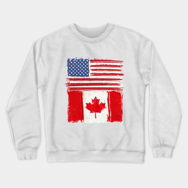 USA and Canadian Flag Crewneck Sweatshirt by Islanr